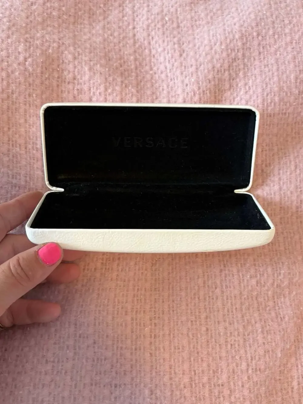 Versace White Leather Hard Shell Eyeglass Sunglasses Case